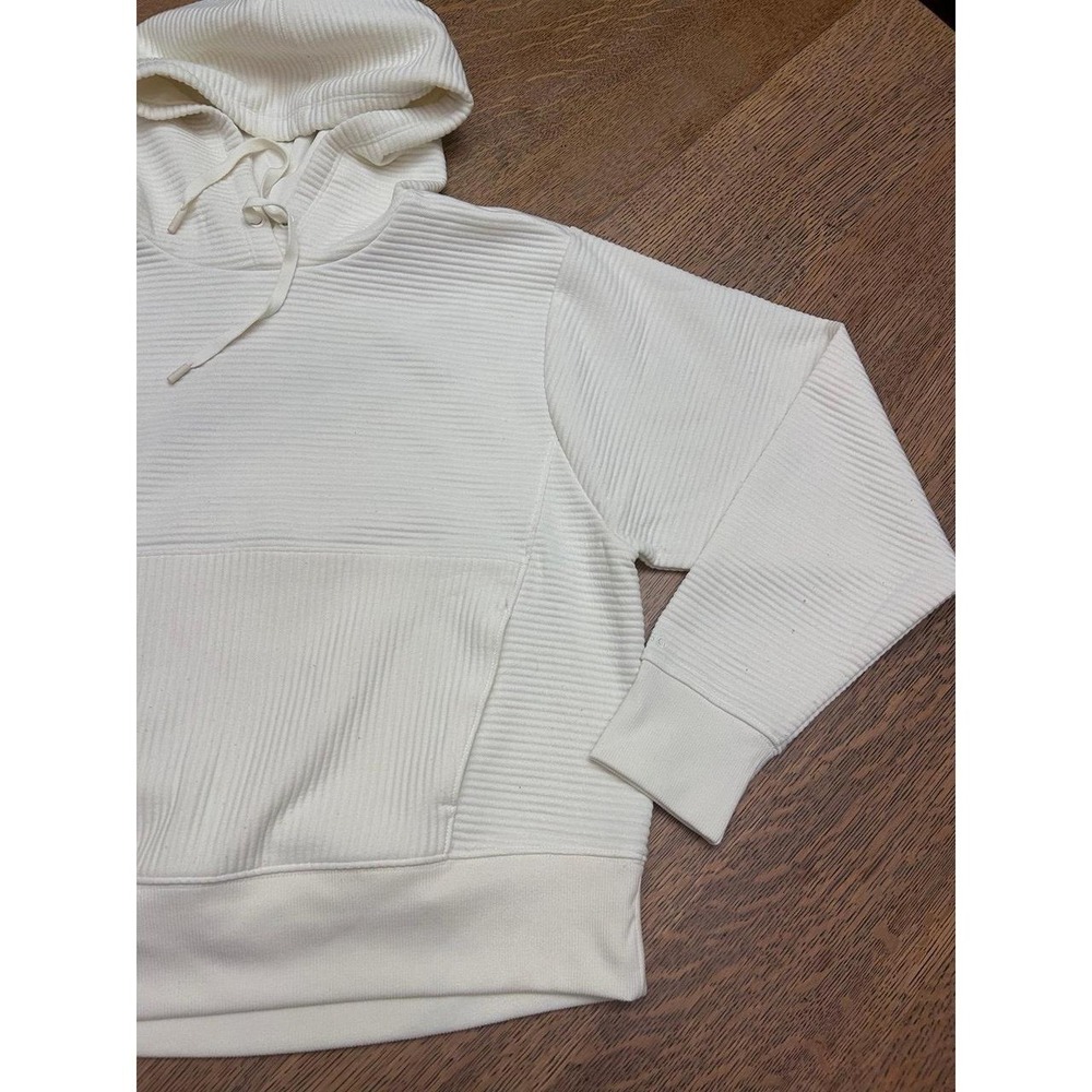 DSG Women's Ribbed Kangaroo Pocket Hoodie Cream size‎ S - Picture 3 of 7